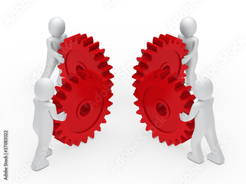 teamwork circle red gear