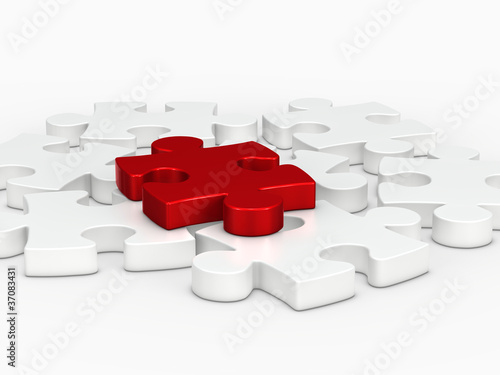 3d red puzzle piece