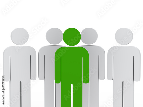teamwork group with green l...
