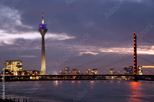 Rhine bridge with Tower in Media Harbor, Dusseldorf © Natalia Bratslavsky