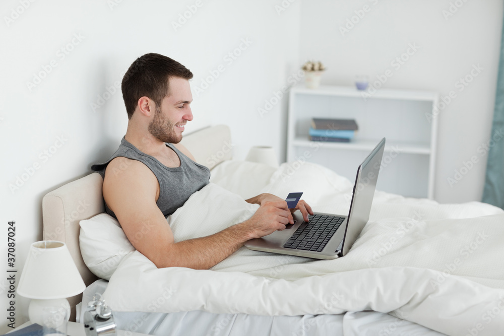 Man purchasing online Man purchasing online