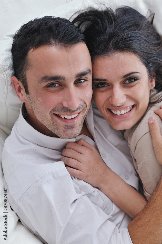 Fototapeta premium happy young couple relax at home