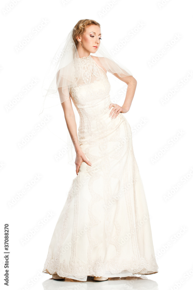 Bride in beautiful white dress