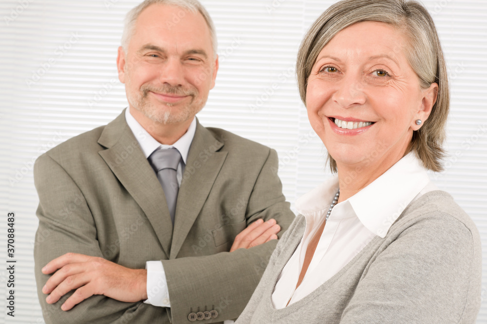 Senior businesspeople Professional smile cross arms Senior businesspeople Professional smile cross arms