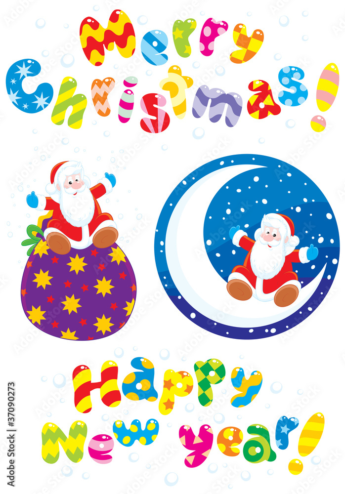 Naklejka premium Set of Christmas and New Year's clip-arts