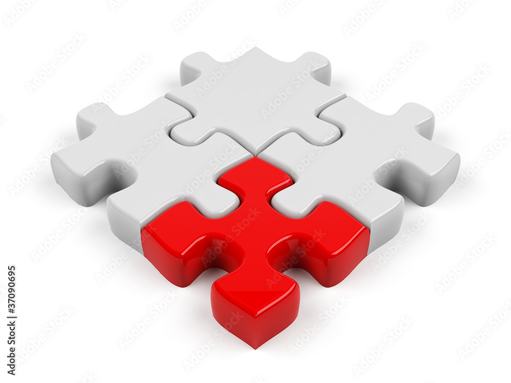 3d puzzle isolated on white.