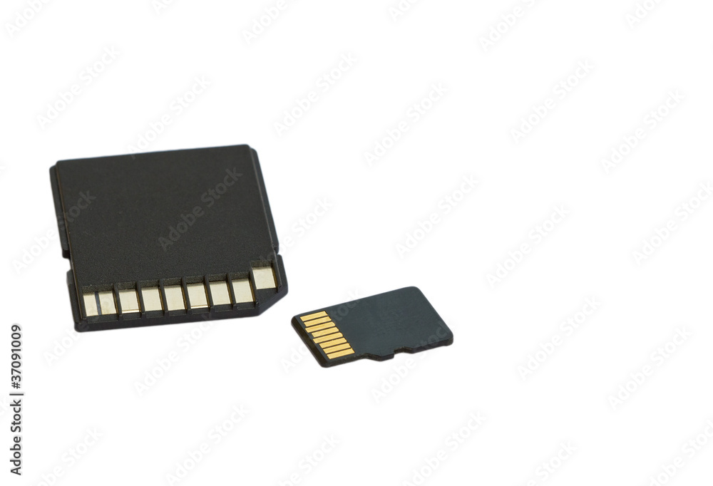 Micro sd adapter and micro sd card isolated Micro sd adapter and micro sd card isolated