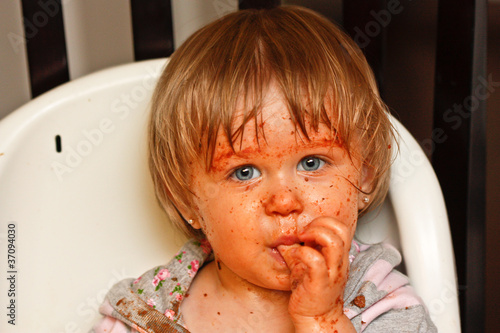 Orange Messy Face of Girl