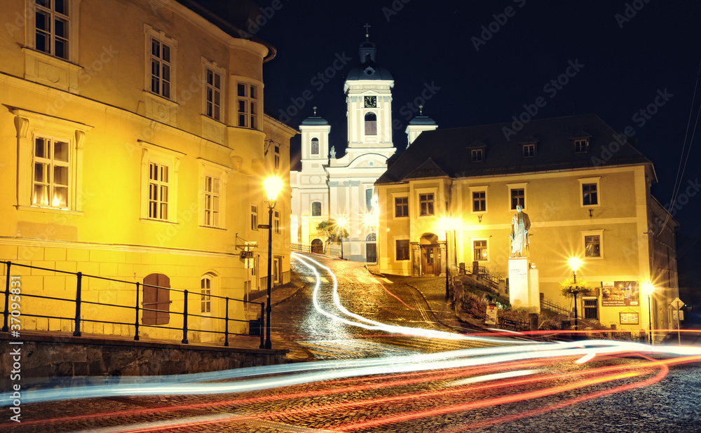 Banska Stiavnica in the night, Slovakia UNESCO
