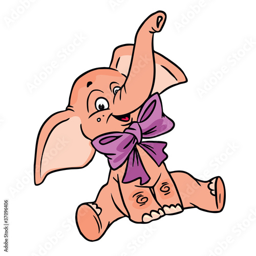 happy  pink  elephant  with bow