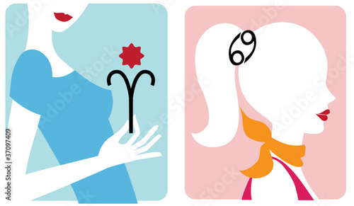 Set of modern illustrated horoscope zodiac signs