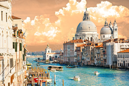 Venice, view of grand canal and basilica of santa maria della sa photo