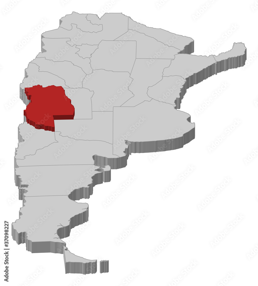 Map of Argentina, Mendoza highlighted