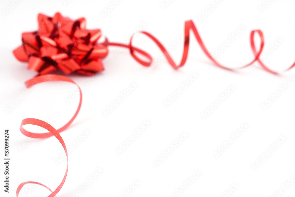 Big red bow with shadow on a white background Big red bow with shadow on a white background
