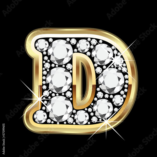 D gold with diamonds bling vector