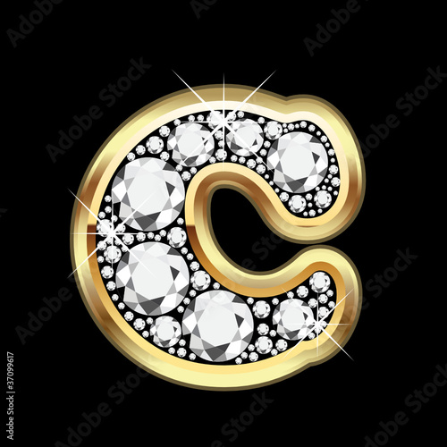 C gold with diamonds bling vector