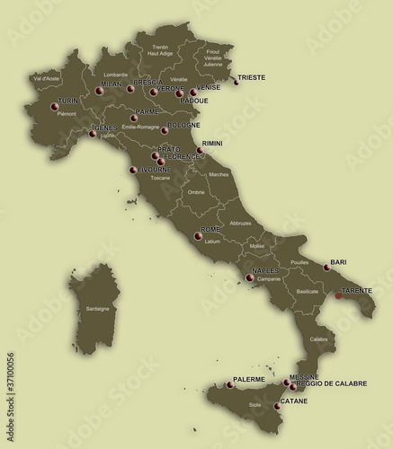 Carte des grandes villes d'Italie photo