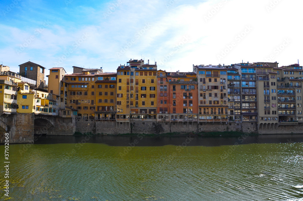 Houses on Arno river in Florence.