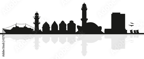 Obraz na płótnie Skyline Warnemünde (Silhouette) w salonie