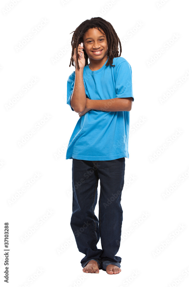 Fototapeta premium rasta kid making a call