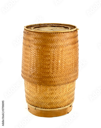 a bamboo wooden old style box for sticky rice