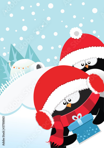 Penguins With Gift