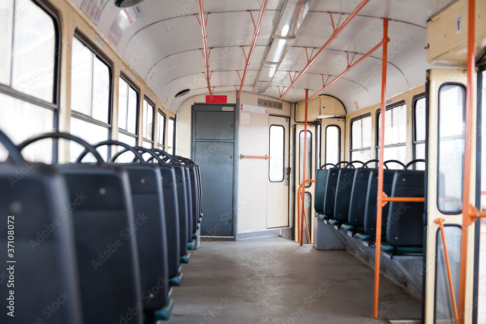empty tram interior empty tram interior