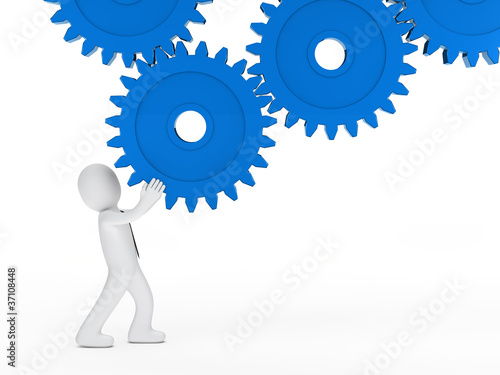 businessman blue mechanic gear