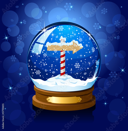 Christmas Snow globe with North pole sign