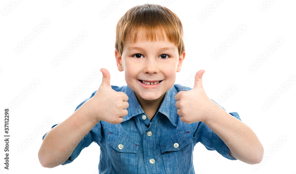 Portrait of boy giving you thumbs Portrait of boy giving you thumbs