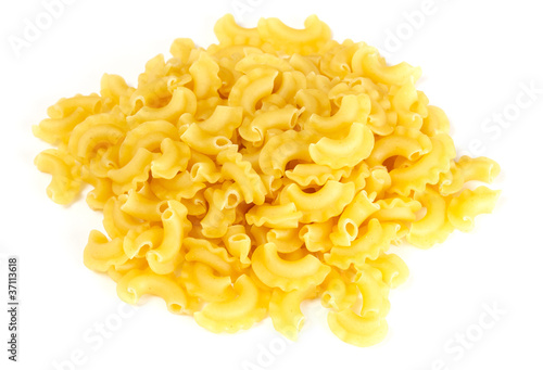 dried italian pasta on white background