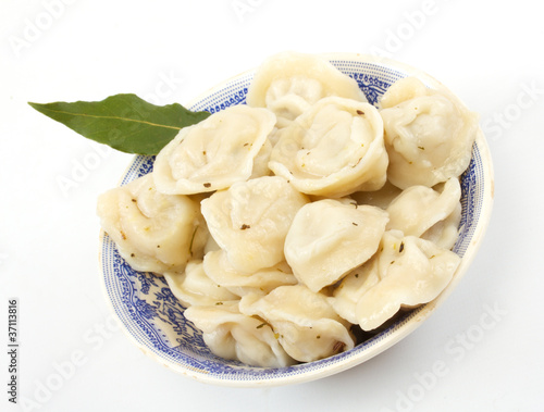 Meat Dumplings - russian pelmeni - with laurel