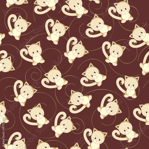 Seamless wallpaper with kitten
