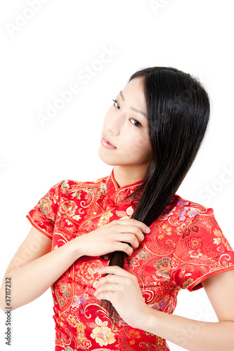 attractive chinese woman with long hair