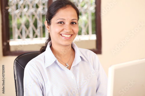 Happy young business woman