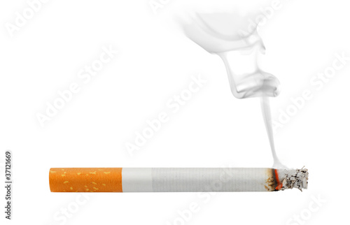 Smoking and burning cigarette