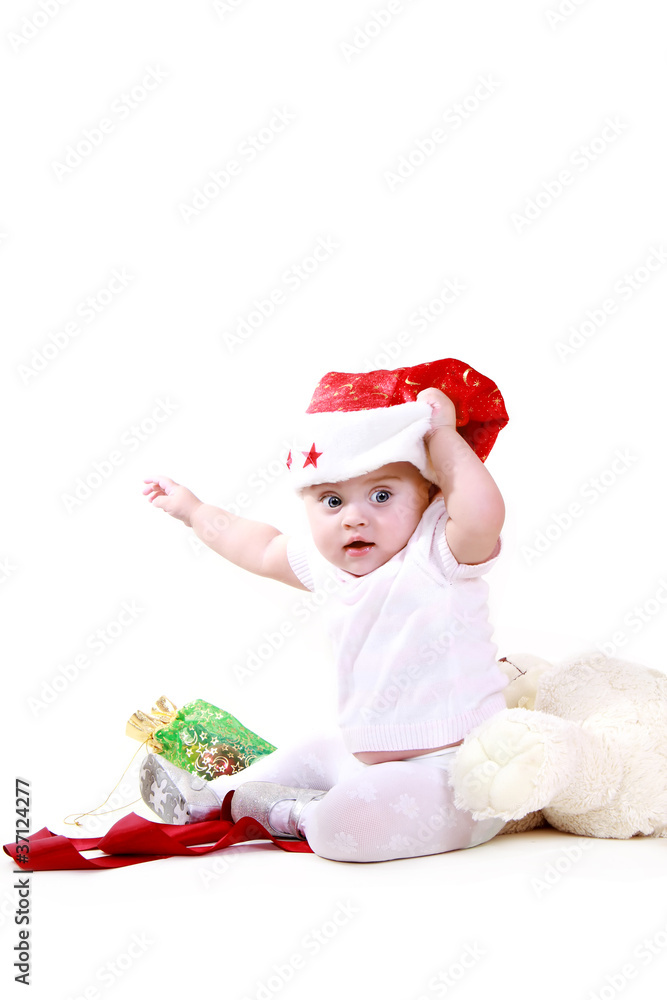 small Santa Claus on a white background
