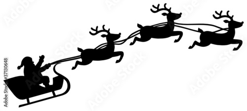 santa with sleigh and rendeer photo