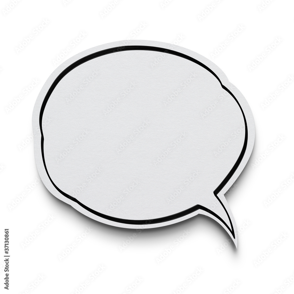 Paper speech bubble on white background with clipping path - obrazy, fototapety, plakaty 