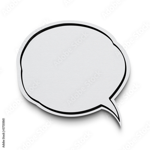 Paper speech bubble on white background with clipping path