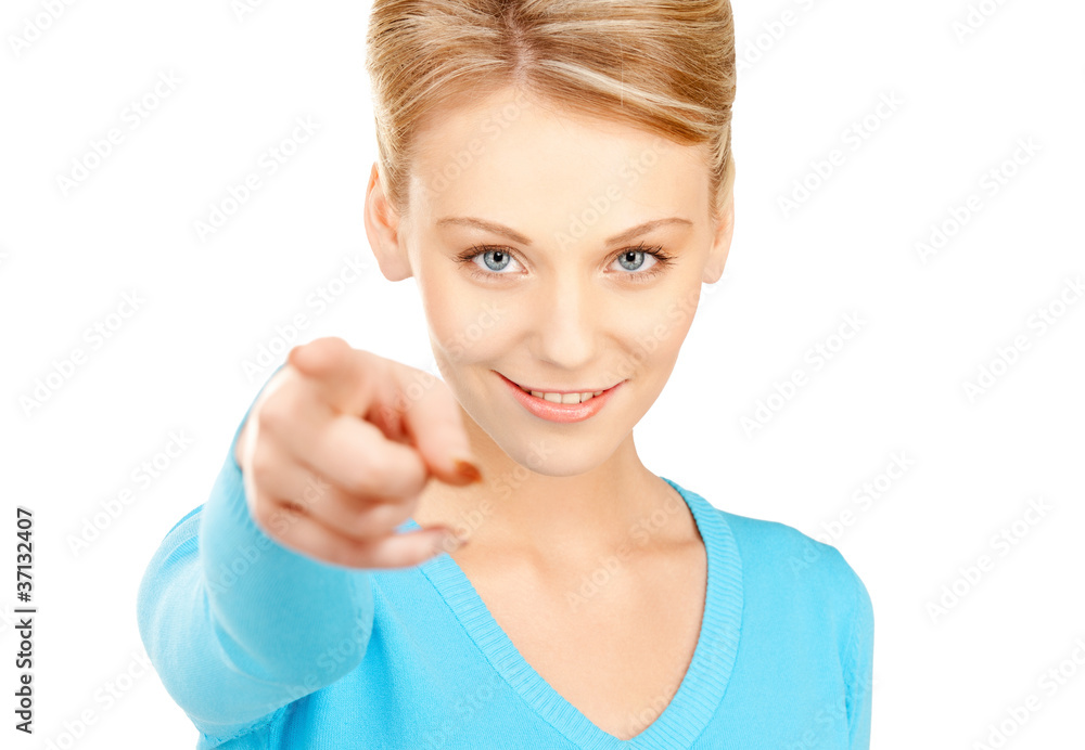 businesswoman pointing her finger businesswoman pointing her finger