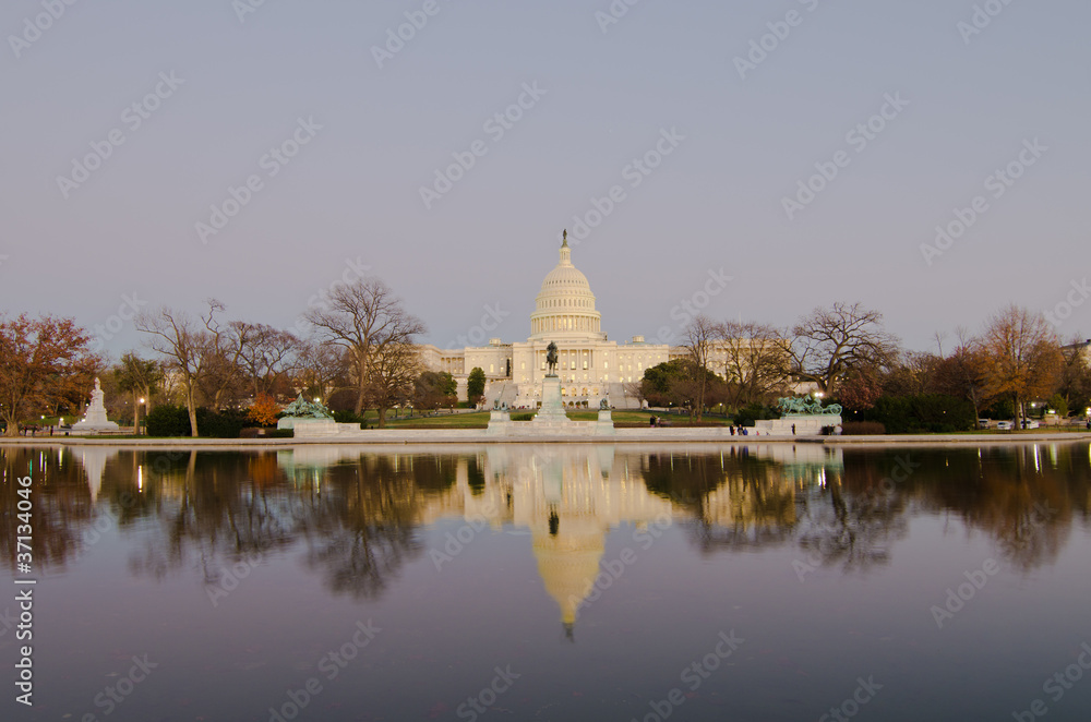 Capitol building with pool reflection,  Washington DC