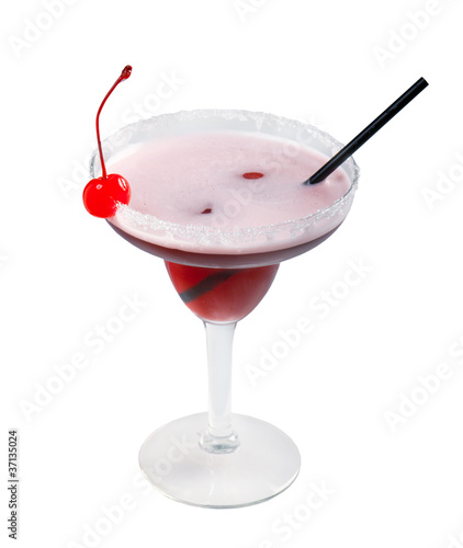 cocktail with cherry closeup