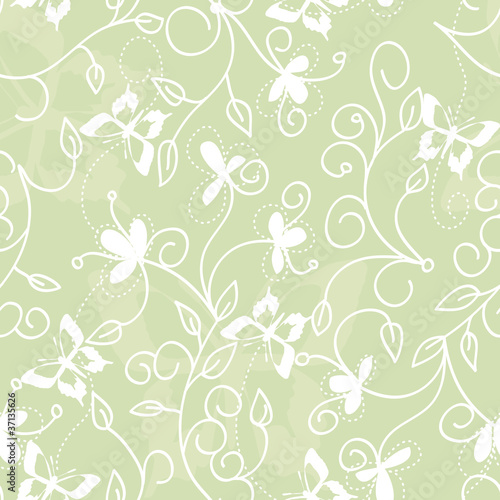 seamless floral pattern with butterflies