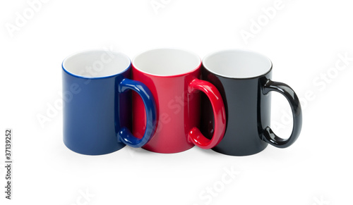 three colorful cups in a row