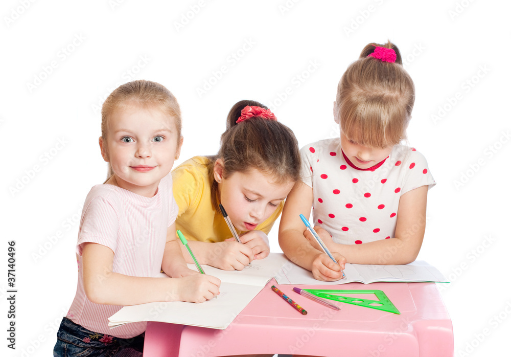 little girls isolated on white little girls isolated on white