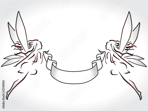 Fairies holding banner