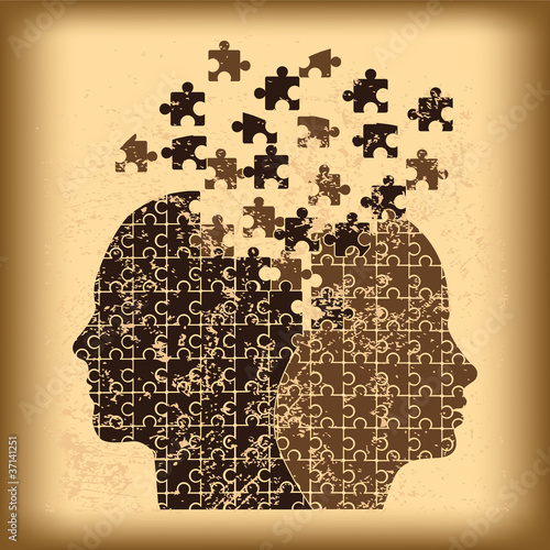 Puzzle heads grunge background vector