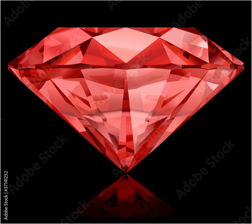 Realistic ruby on black background