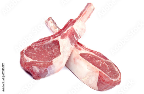 Raw Lamb Chops Isolated on White